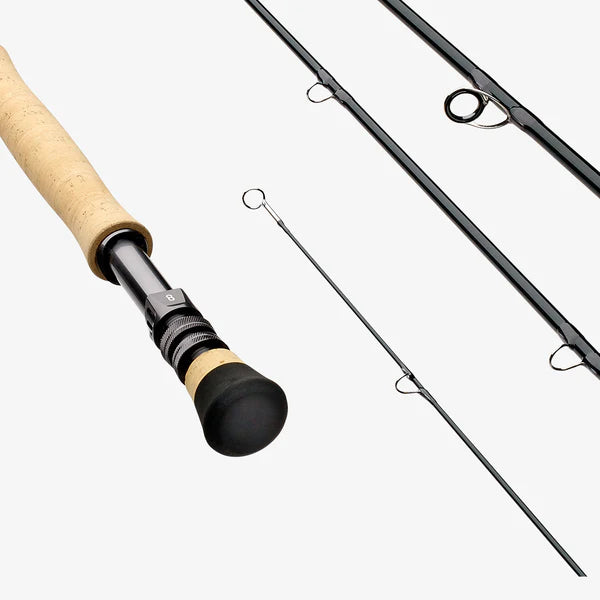 Load image into Gallery viewer, Fishing rod tip section with guide rings and cork handgrip end
