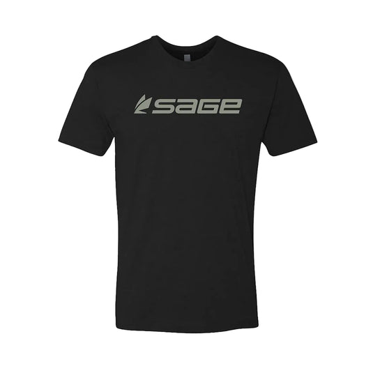 Black crewneck T-shirt with Sage logo print