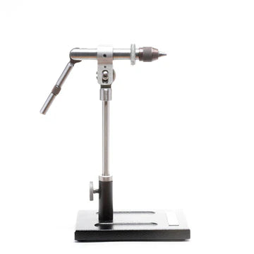 Load image into Gallery viewer, Pedestal vise with extended lever, pointed tip, silver post and black base
