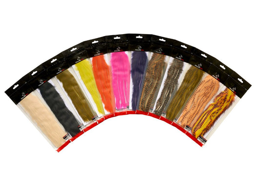 Micro rabbit zonker strip set, multicolor hair strands fanned out