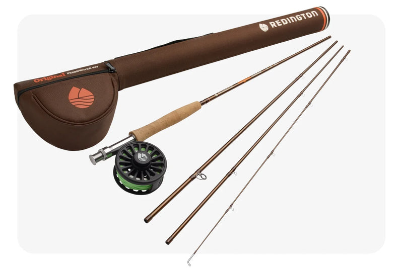 Load image into Gallery viewer, Fishing rod and reel combo with brown rod case, two rods, and black reel
