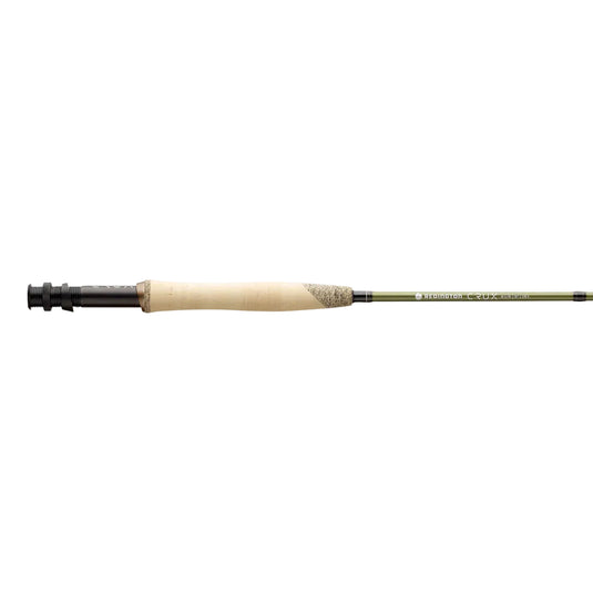 Fishing rod with beige cork grip and dark reel seat