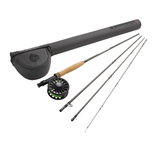 Redington Wrangler fly fishing kit with rod case, reel, and fly rods