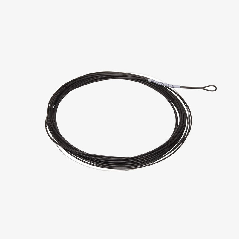 Load image into Gallery viewer, Black sinking fishing leader line, 7 ft, coiled spool with loop end.
