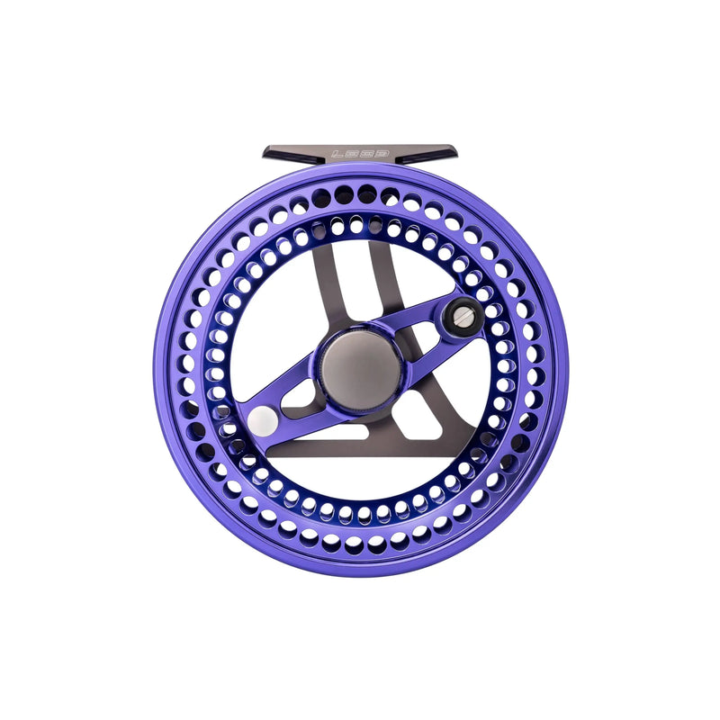 Load image into Gallery viewer, Fishing reel, purple and silver with perforated ring and three-spoke hub
