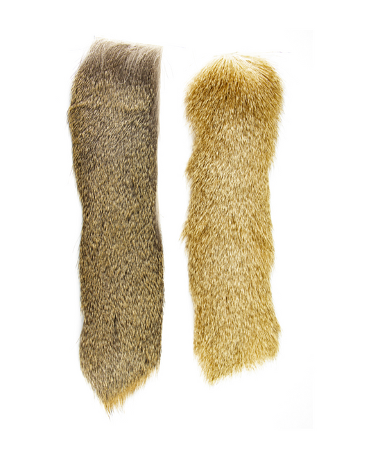 Set of deer body strip fur pieces: olive-brown and golden tan