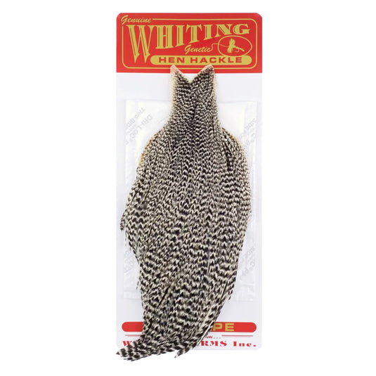 Speckled grizzly feather hen cape with pointed tail and curved shoulders