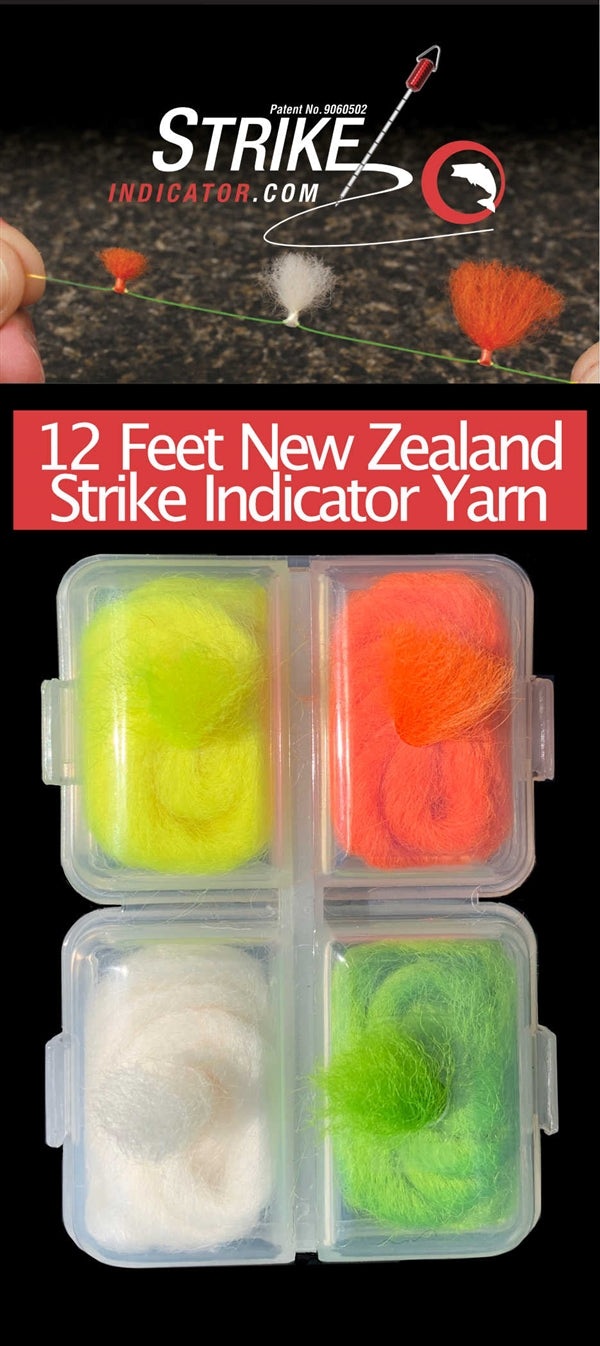 Load image into Gallery viewer, Wool yarn indicator dispenser with four compartments of fluorescent yarn and a clear case
