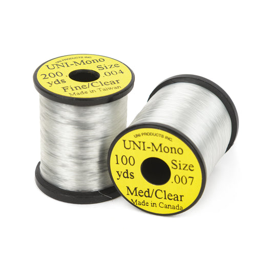 UNI-Mono monofilament sewing thread on clear spool, white thread, two rolls