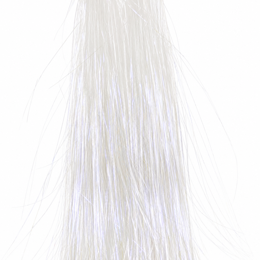 Iridescent glossy pearl fringe trim with long silver-white strands