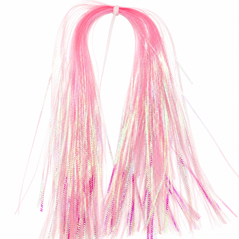 Load image into Gallery viewer, Shrimp pink corrugated flash strands with looped top and flowing strands
