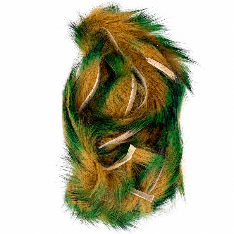 Load image into Gallery viewer, Fishing Fever rabbit strips, brown and green barred with tan tying thread
