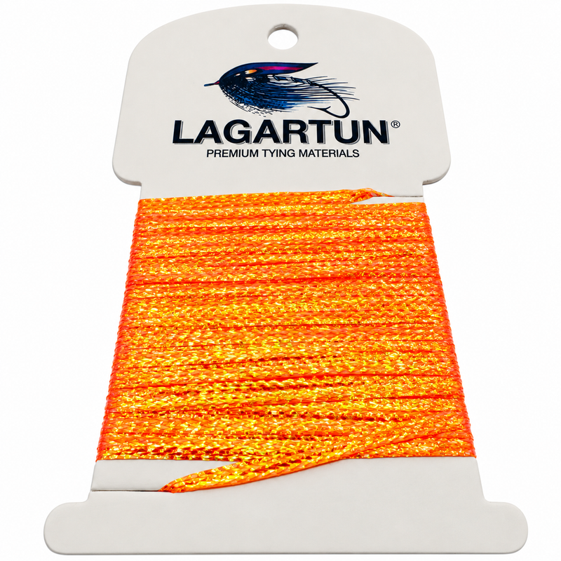 Load image into Gallery viewer, Orange flat braid tying material on a card
