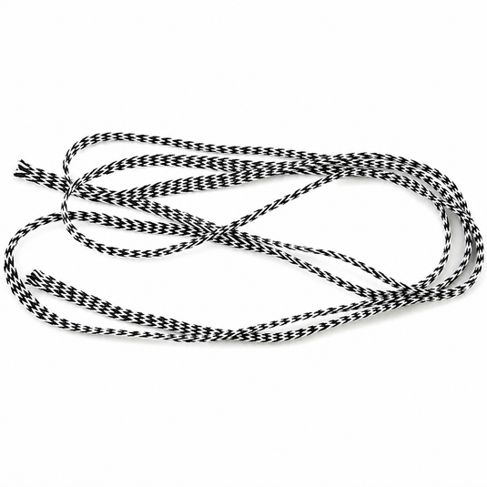 Braided black-and-white rope cord