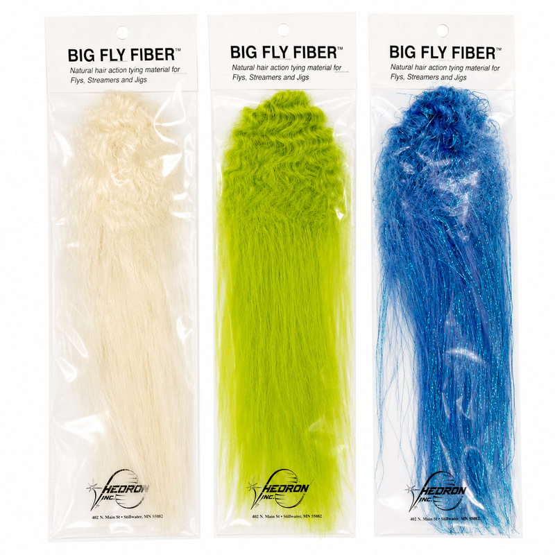 Load image into Gallery viewer, Curled fly-tying fibre in sealed pack, white, green, and blue strands.
