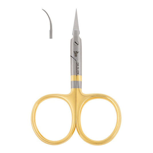 Curved 3.5 in scissors with gold handle and pointed metal tips