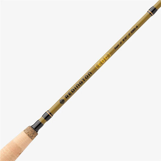 Redington fly fishing rod blank with printed text and black-and-cork grip band