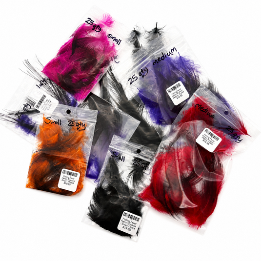 Fishing Fever Heron feather pack, assorted colors in small labeled bags