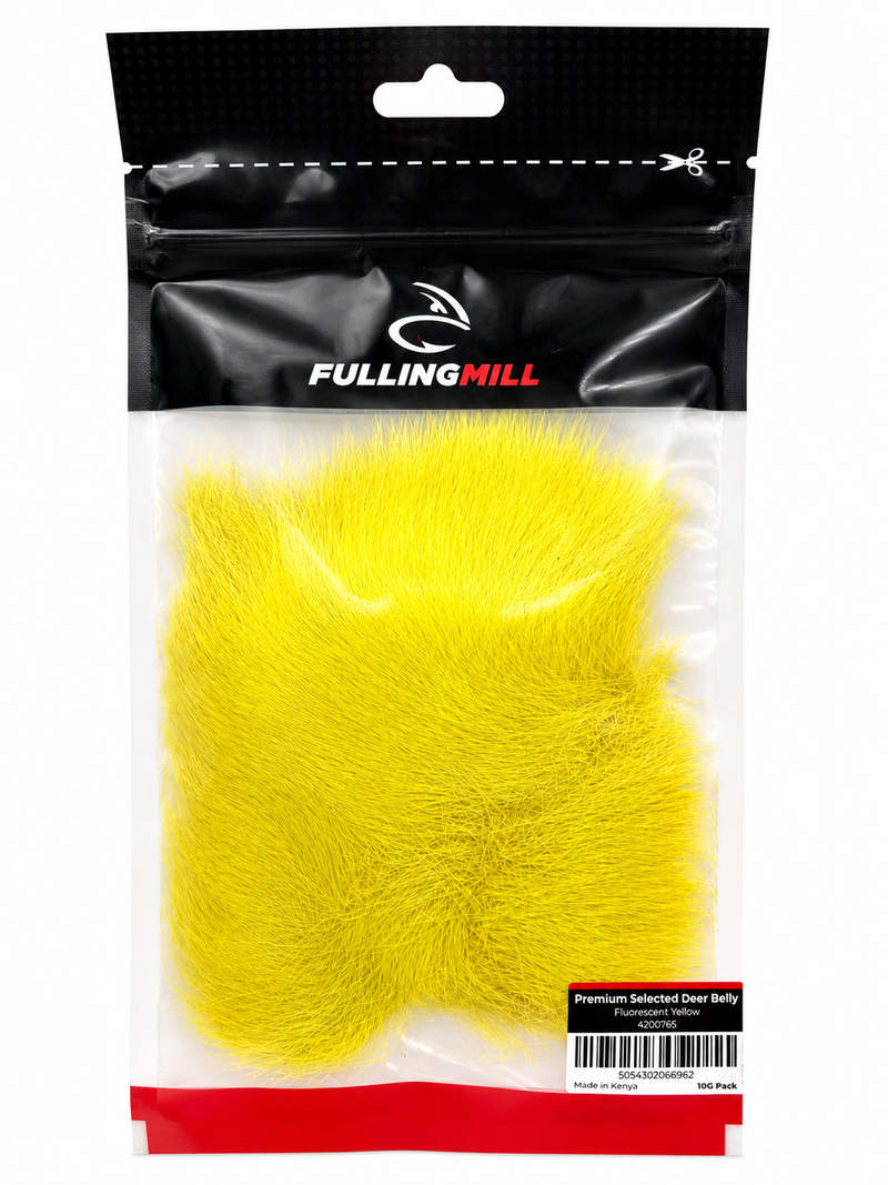 Load image into Gallery viewer, Fluorescent Yellow deer belly hair in sealed pack with label
