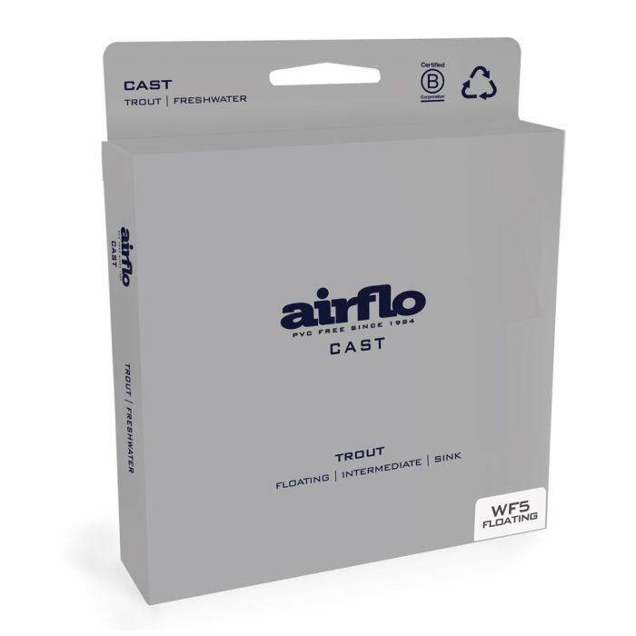 Load image into Gallery viewer, Airflo CAST Trout PVC fly line box, gray with CAST and TROUT labels
