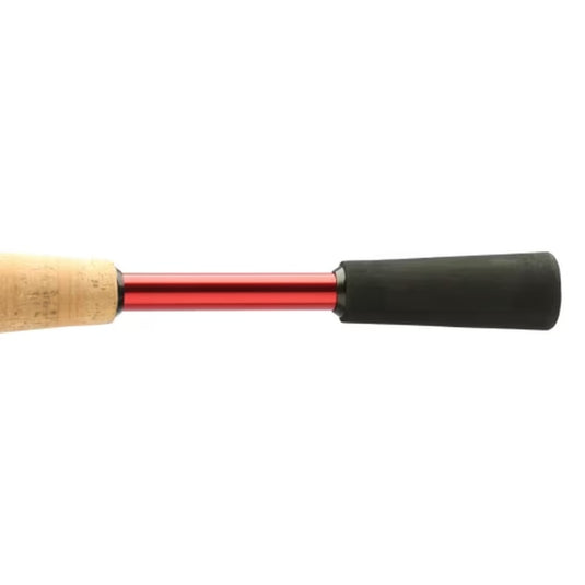 Shimano Sojourn fishing rod with cork grip and black front handle, red shaft