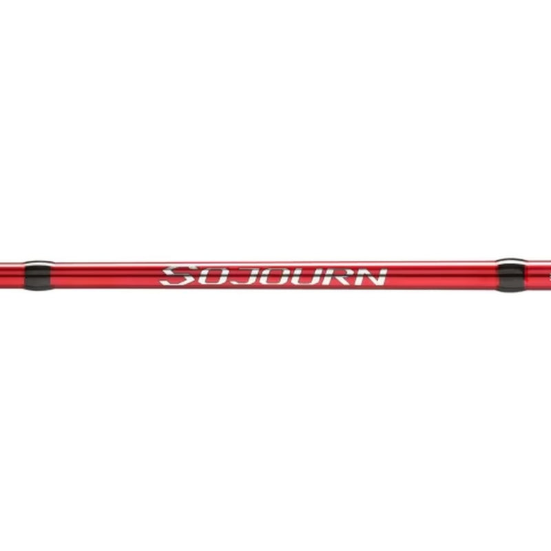 Load image into Gallery viewer, Shimano Sojourn fishing rod with red shaft and white branding text
