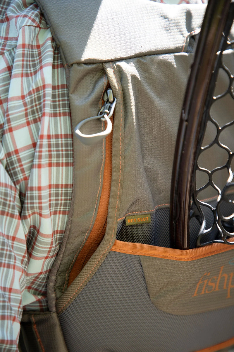 Load image into Gallery viewer, Chest pack interior pocket with zip closure and orange trim
