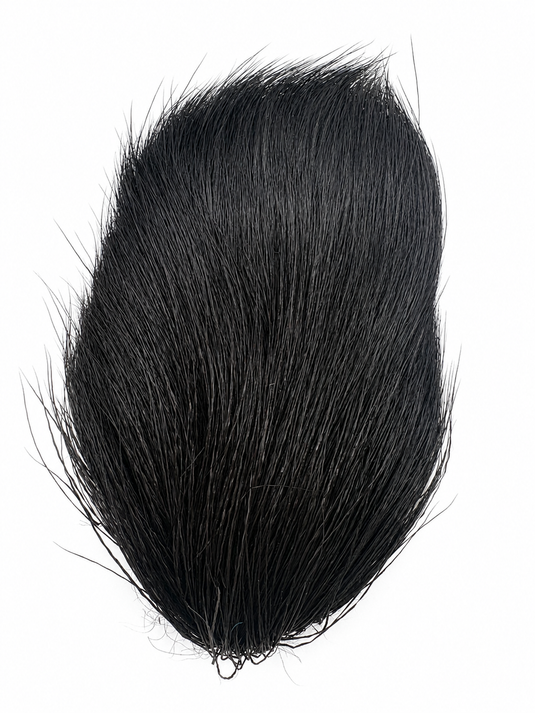 Deer hair tuft, black, dense long fibers