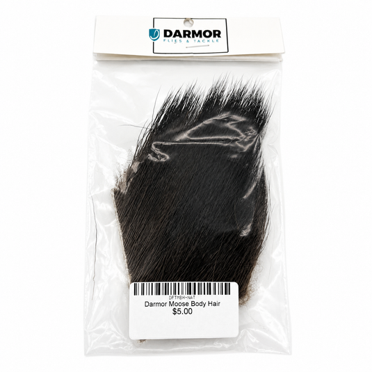 Darmor moose body hair patch, black fur bundle in clear bag