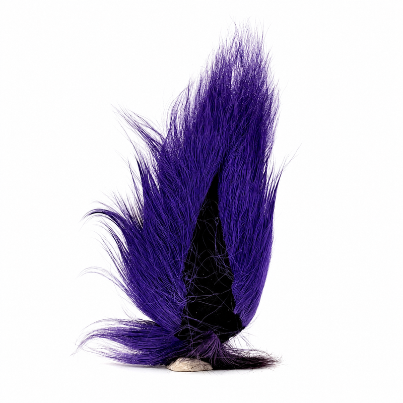 Load image into Gallery viewer, Purple bucktail lure with two long feather tails and black base
