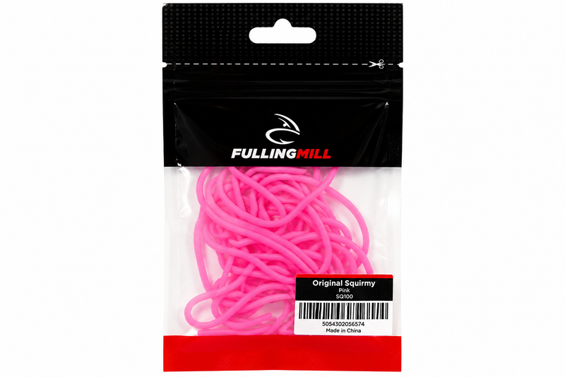 Load image into Gallery viewer, Hot pink squirmy fishing lure loops in retail bag
