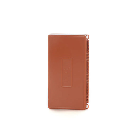 Closed fly tackle box with side clip and recessed grip on the lid