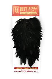 Whiting hen saddle, black feather