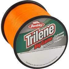 Berkley Trilene Big Game Mono fishing line spool, orange line on reel