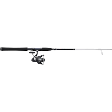 Fishing rod and reel combo with black spinning reel and line