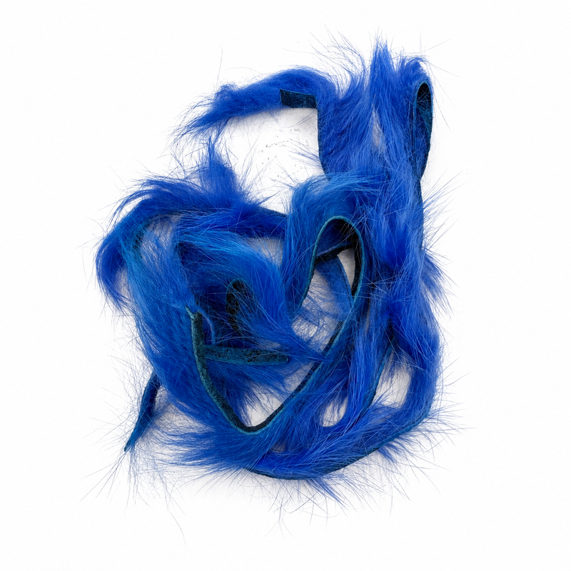 Load image into Gallery viewer, Rabbit zonker strips, bright blue fur tufted strips with long fibers
