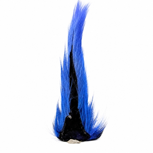 Bright blue bucktail hair with black woven base