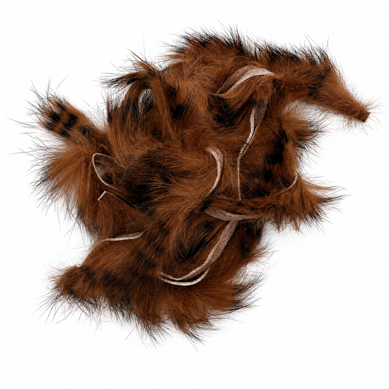 Load image into Gallery viewer, Rabbit fur strip, brown with darker mottling and light loops
