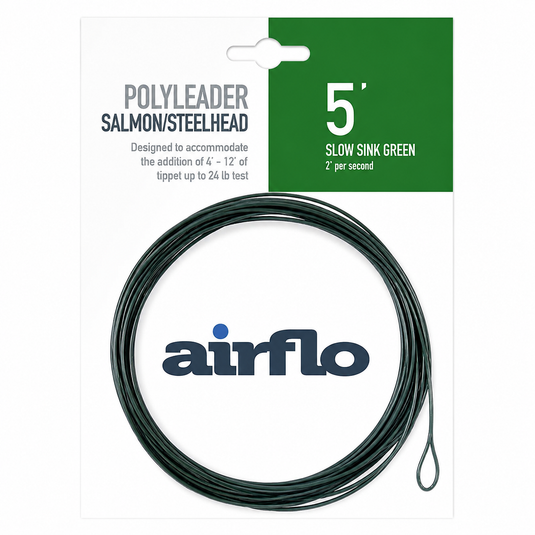 Fishing polyleader line (5 ft) slow sink green, tightly coiled with hanging loop end