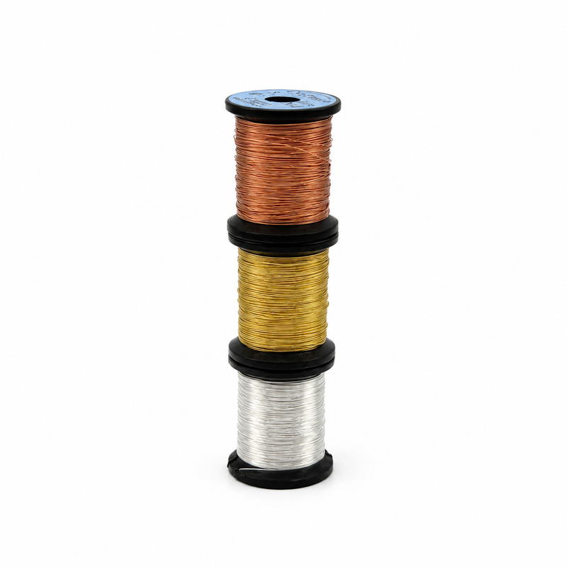 Load image into Gallery viewer, French wire spool in copper stacked with gold
