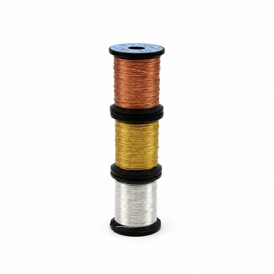 French wire spool in copper stacked with gold
