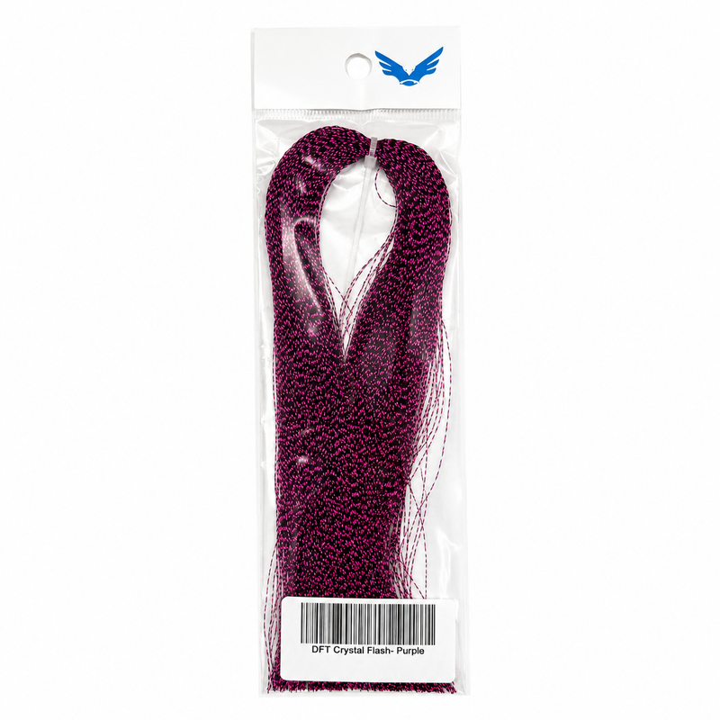 Load image into Gallery viewer, Purple glitter tinsel strands, looped in a clear package
