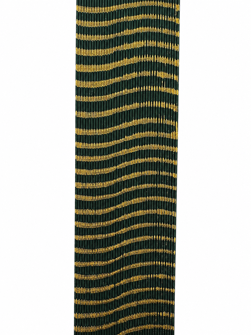 Load image into Gallery viewer, Barred round rubber strip in dark green with gold stripe wavy pattern, medium
