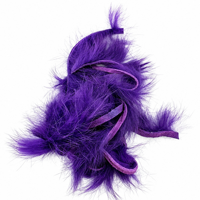 Load image into Gallery viewer, Rabbit zonker strips, purple fur tuft with thin darker purple wrap
