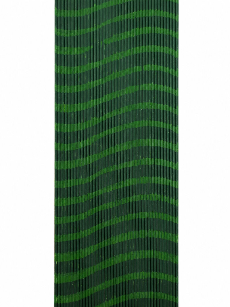 Load image into Gallery viewer, Barred round rubber strip in dark green with black stripe wavy pattern, medium
