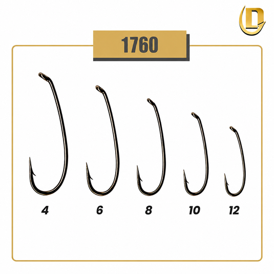 Daiichi nymph hook set, dark metal, sizes 4 6 8 10 12