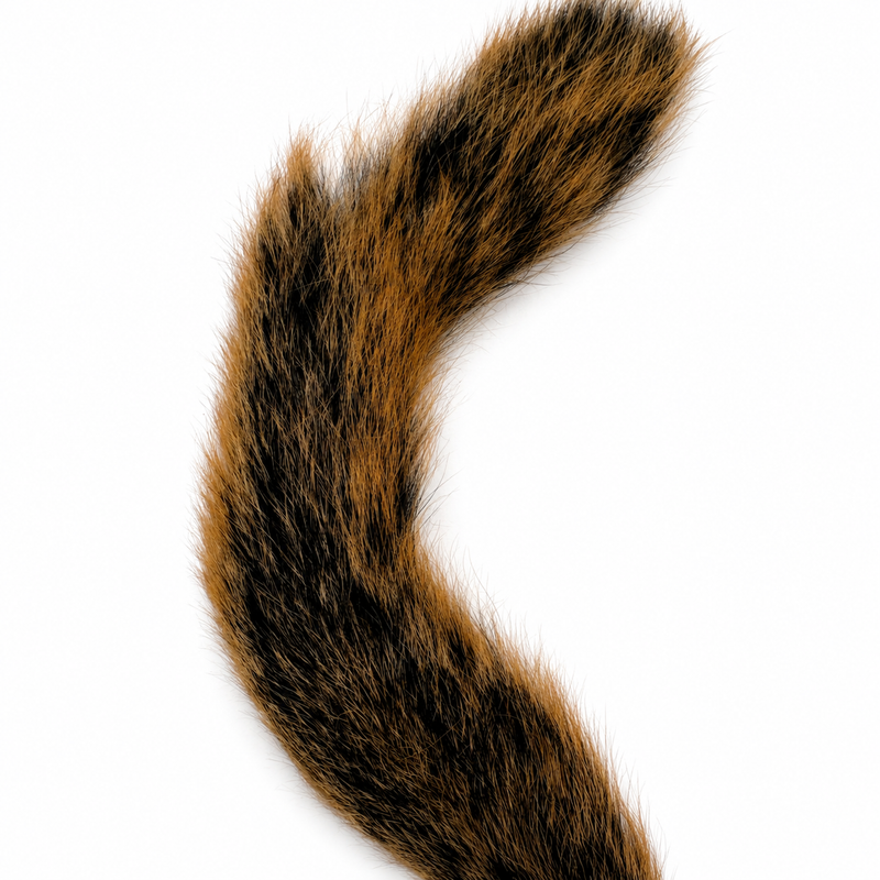 Load image into Gallery viewer, Squirrel tail with long brown, tan, and dark striped fur, tufted fibers
