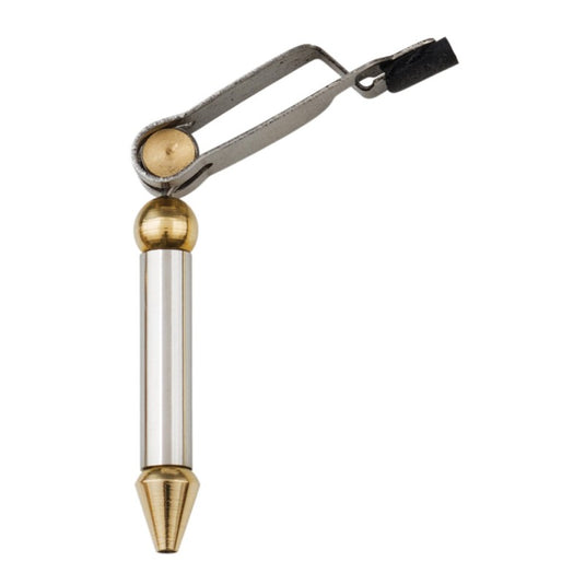 Dr. Slick hackle plier with short handle, brass-colored tool and grip