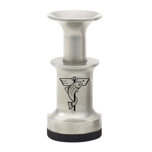 Small stainless steel hair stacker with fish graphic