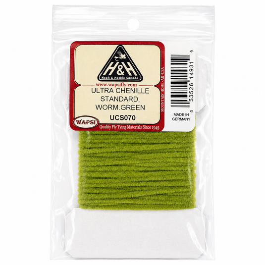 Hook & Hackle ultra chenille worm green craft yarn in sealed package